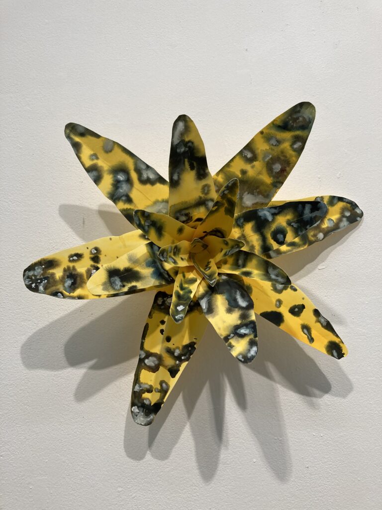 Flora III, 2021, watercolor and paper sculpture, 25 x 25 x 9 inches