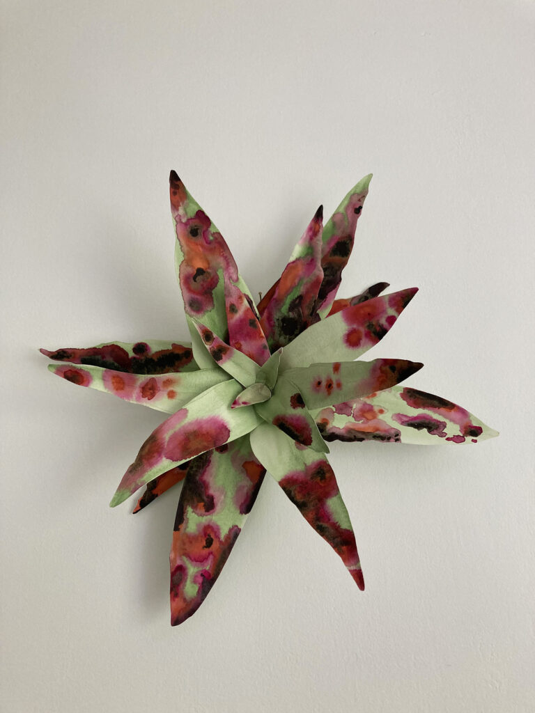 Flora I, 2020, watercolor and paper sculpture, 16 x 16 x 4.5 inches